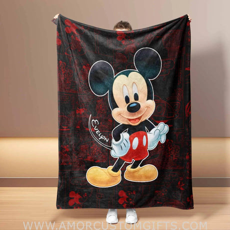 Blankets Personalized Baby Micky Story Background | Custom Name Blanket For Baby Boy Girl