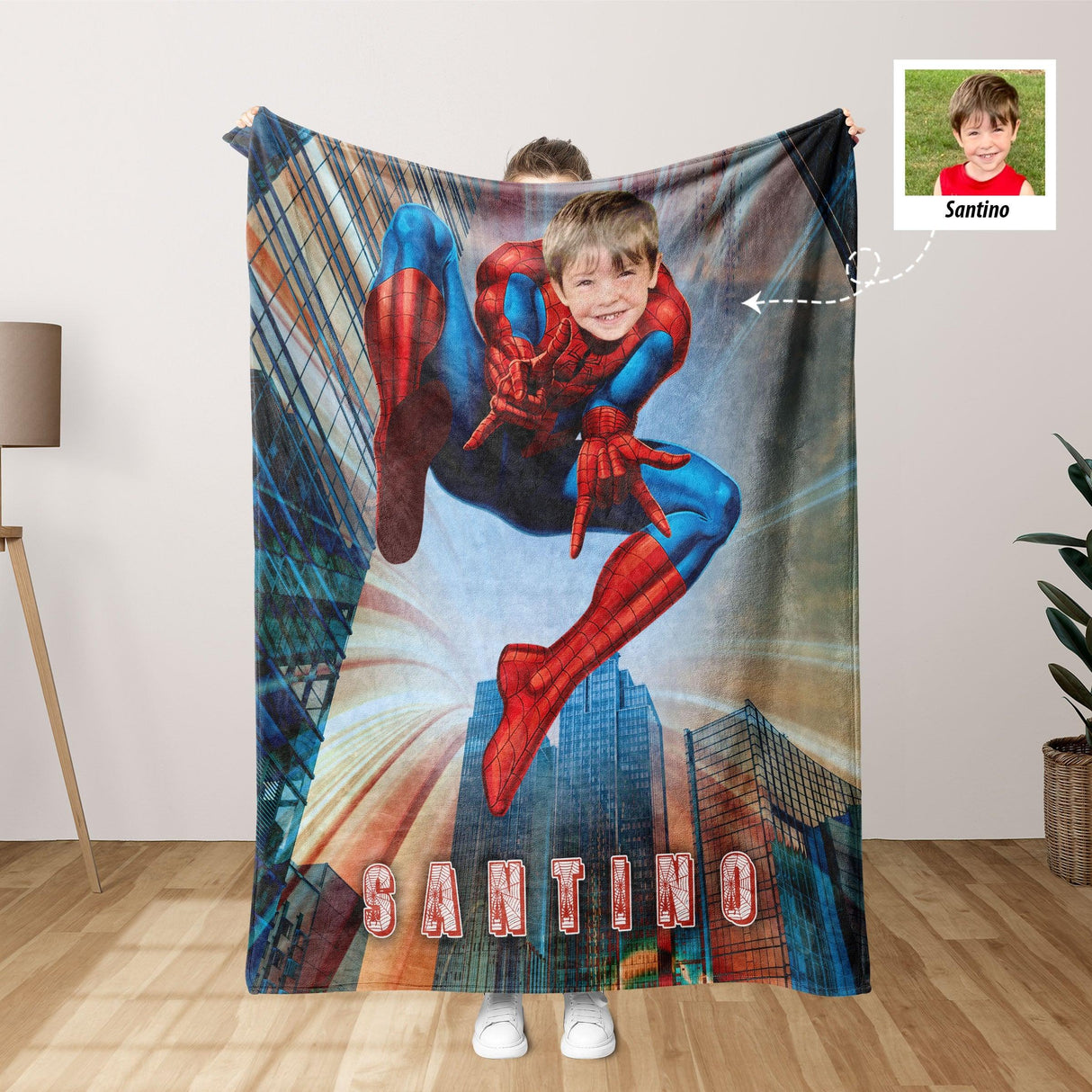 Personalized Baby Toddler Little Boy Superhero Spider Boy Blanket | Custom Superhero Blanket-Blankets-Amor Custom Gifts