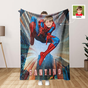 Personalized Baby Toddler Little Boy Superhero Spider Boy Blanket | Custom Superhero Blanket-Blankets-Amor Custom Gifts