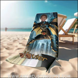 Towels Personalized Bat Boy Superhero Photo Beach Towel