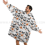 Personalized Bat Jack O Lantern Halloween Snug Oversized Wearable Hoodie Blanket-Hoodie Blanket-Amor Custom Gifts