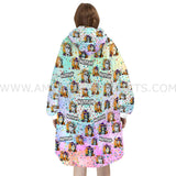 Personalized Blue Dog Halloween Snug Oversized Wearable Hoodie Blanket-Hoodie Blanket-Amor Custom Gifts