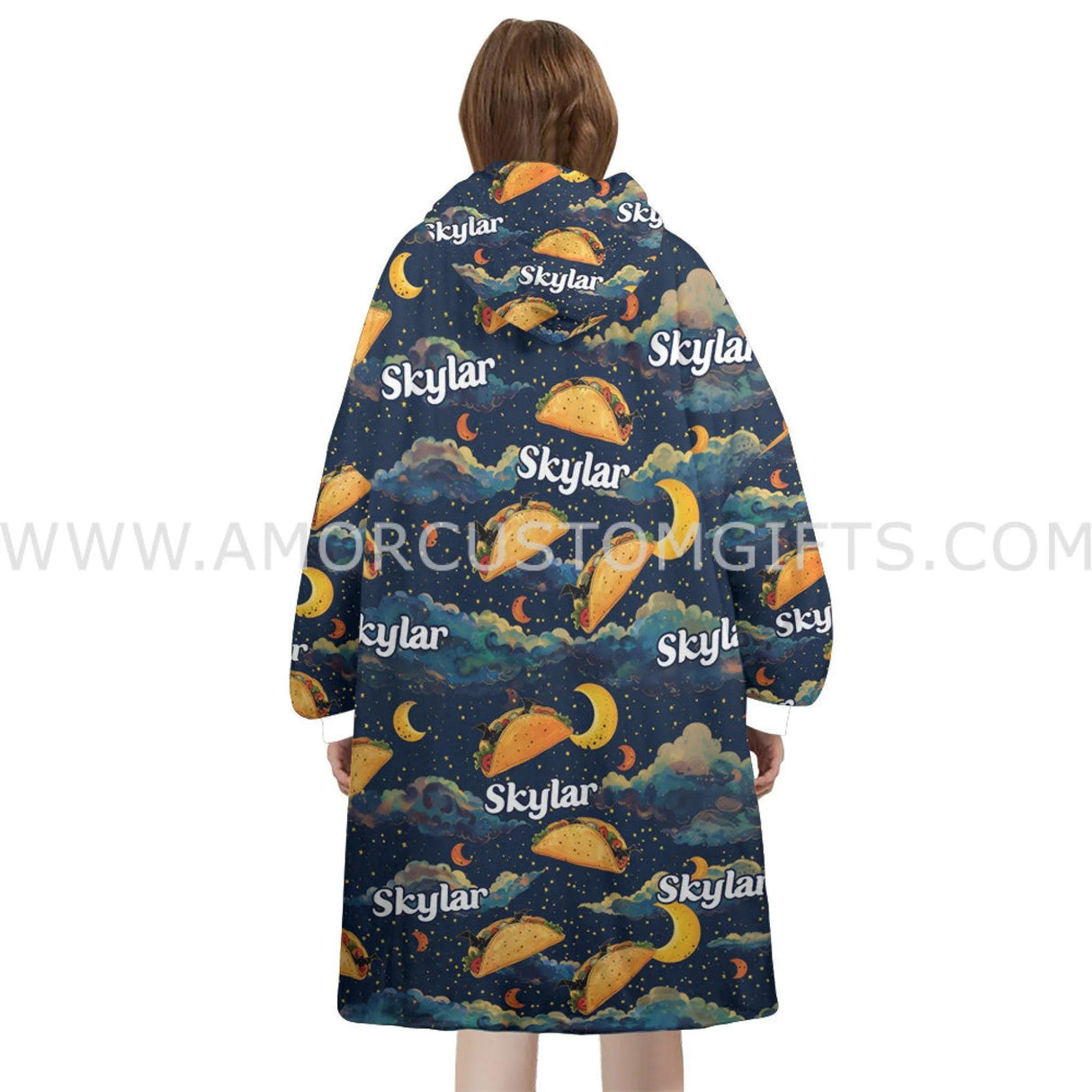 Personalized Burrito Bats Night Snug Oversized Wearable Hoodie Blanket-Hoodie Blanket-Amor Custom Gifts