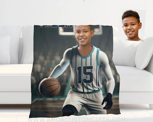 Blankets Personalized NBA Charlotte Basketball Boy Hornets Photo Blanket | Custom Name & Face Boy Blanket