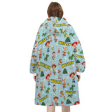 Personalized Chibi Toy Adventure Xmas Snug Oversized Wearable Hoodie Blanket - Amor Custom Gifts