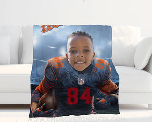 Blankets Personalized Chicago Football Boy Bear Photo Blanket | Custom Name & Face Boy Blanket