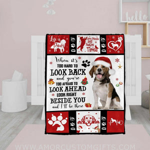 Blankets Personalized Christmas Dog Beside You Blanket | Custom Face & Name Christmas Blanket