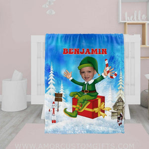 Blankets Personalized Christmas Elf Xmas Blanket | Custom Christmas Blanket For Boys