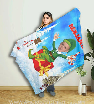 Blankets Personalized Christmas Elf Xmas Blanket | Custom Christmas Blanket For Boys