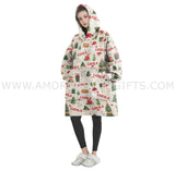 Personalized Christmas Pattern Snug Oversized Wearable Hoodie Blanket-Hoodie Blanket-Amor Custom Gifts