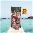 Towels Personalized MLB Cincinnati Baseball Boy Reds Photo Beach Towel | Customized Name & Face Boy Towel