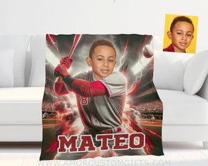 Blankets Personalized MLB Cincinnati Baseball Boy Reds Photo Blanket | Custom Name & Face Boy Blanket