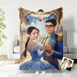 Blankets Personalized Cinderella and Prince Charming Blanket | Custom Face & Name Couple Blanket