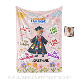 Blankets Personalized Class Of 2024 Kid Girl Photo Blanket | Custom Name & Face Girl Blanket