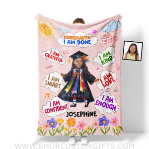 Blankets Personalized Class Of 2024 Kid Girl Photo Blanket | Custom Name & Face Girl Blanket