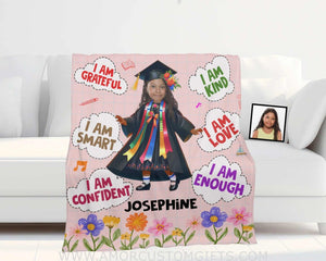 Blankets Personalized Class Of 2024 Kid Girl Photo Blanket | Custom Name & Face Girl Blanket