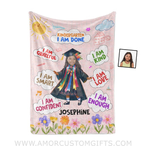 Blankets Personalized Class Of 2024 Kid Girl Photo Blanket | Custom Name & Face Girl Blanket