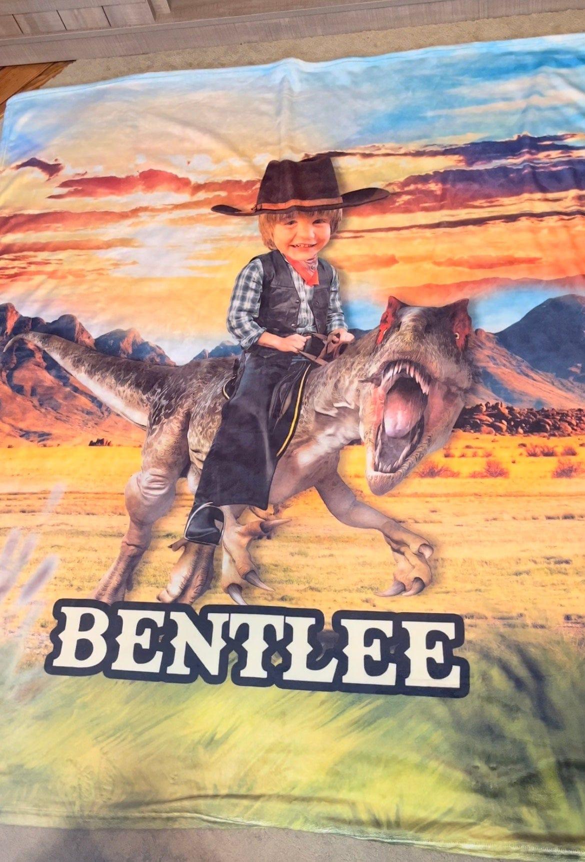 Blankets Personalized Cowboy Dino In Desert Blanket | Custom Dino Boy Blanket,  Customized Blanket