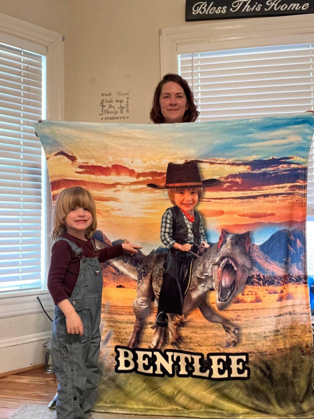 Blankets Personalized Cowboy Dino In Desert Blanket | Custom Dino Boy Blanket,  Customized Blanket