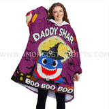 Personalized Daddy Shark Halloween Boo Boo Boo Snug Oversized Wearable Hoodie Blanket-Hoodie Blanket-Amor Custom Gifts