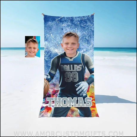 Towels Personalized NBA Dallas Basketball Boy Mavericks Photo Beach Towel