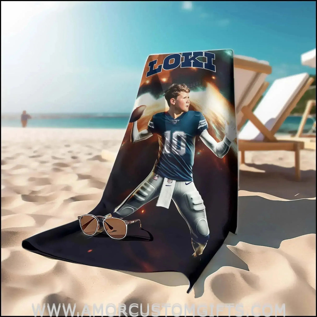 Towels Personalized Dallas Cowboys Football Pet Beach Towel | Customized Football Theme Pool Towel