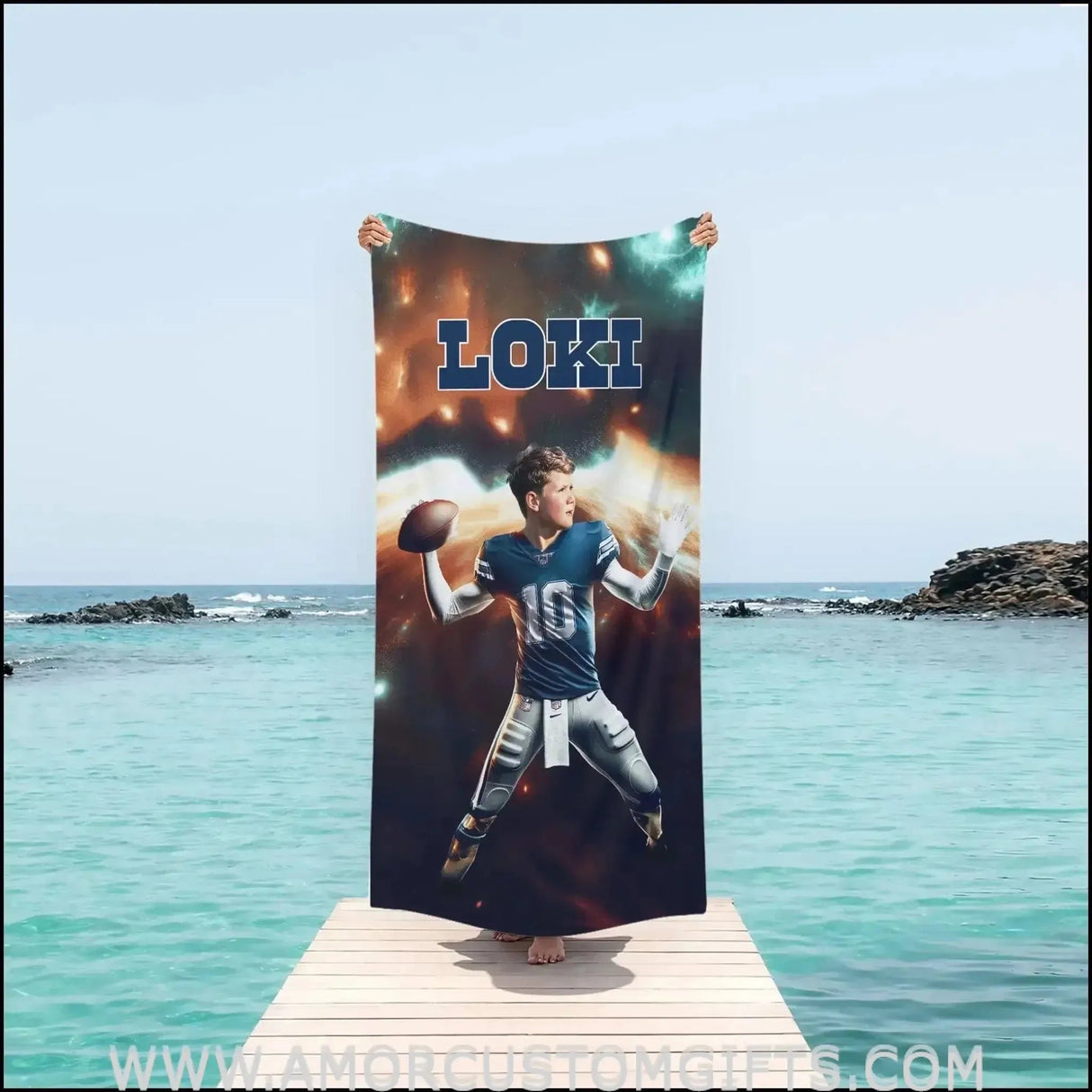 Towels Personalized Dallas Cowboys Football Pet Beach Towel | Customized Football Theme Pool Towel