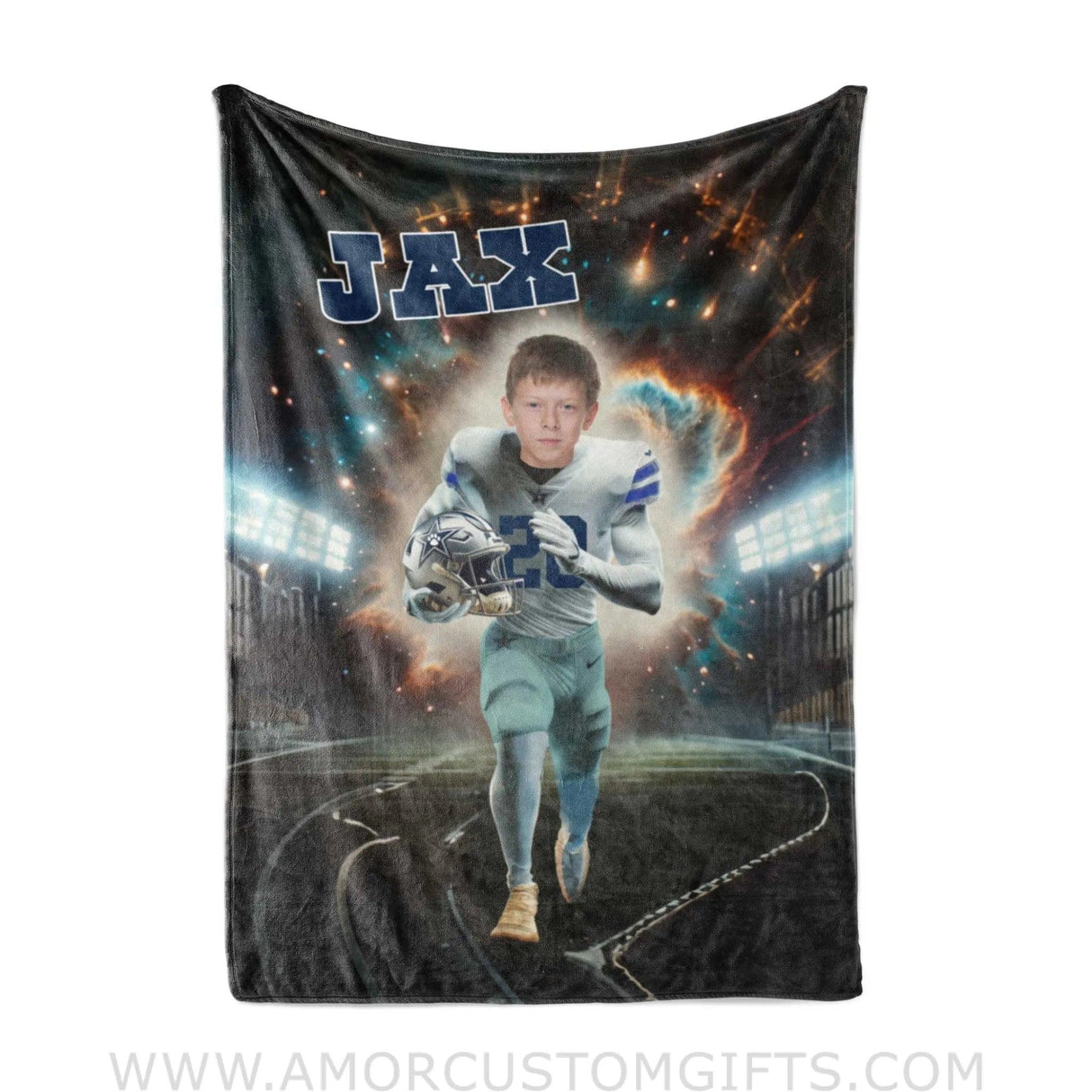 Blankets Personalized Dallas Football Cowboys Photo Blanket | Custom Name & Face Boy Blanket