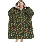 Personalized Dark Green Christmas Cookies Snug Oversized Wearable Hoodie Blanket - Amor Custom Gifts