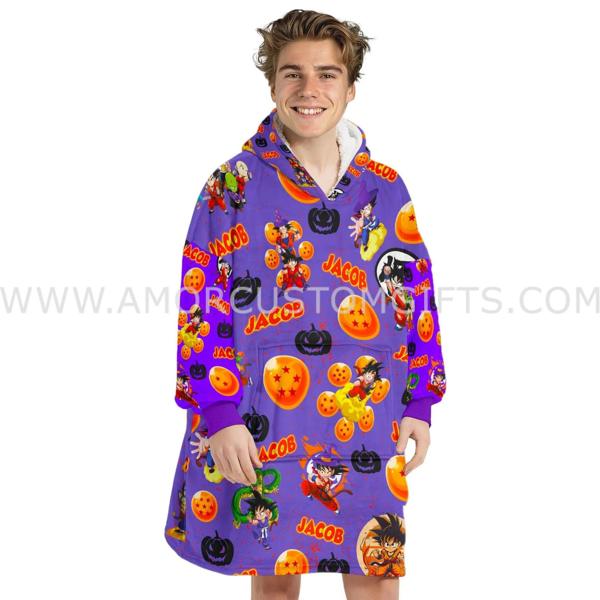 Personalized DB Anime Halloween Snug Oversized Wearable Hoodie Blanket-Hoodie Blanket-Amor Custom Gifts