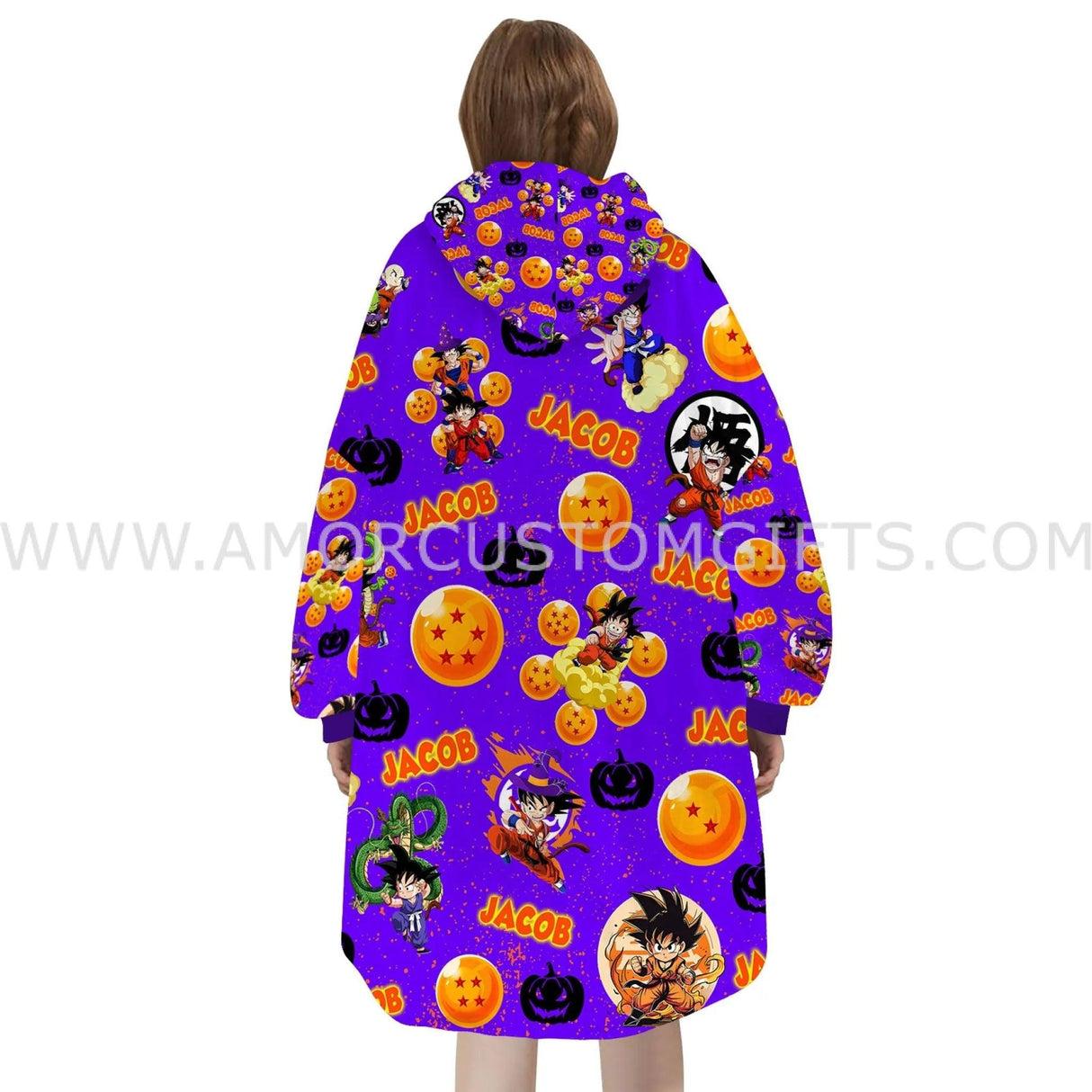 Personalized DB Anime Halloween Snug Oversized Wearable Hoodie Blanket-Hoodie Blanket-Amor Custom Gifts