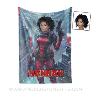 Blankets Personalized Deadpool Girl Blanket | Custom Name & Face Girl Blanket