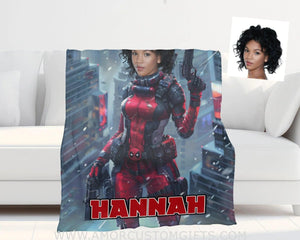 Blankets Personalized Deadpool Girl Blanket | Custom Name & Face Girl Blanket