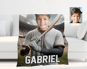 Blankets Personalized MLB Detroit Baseball Boy Tigers Photo Blanket | Custom Name & Face Boy Blanket