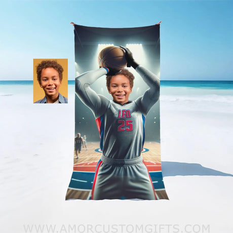 Personalized Nba Detroit Pistons Photo Beach Towel Towels