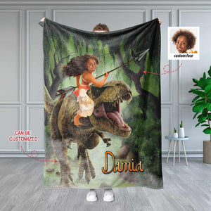 Blankets Personalized Dino Forest Girl Blanket | Custom Girl Princess Blanket,  Customized Blanket