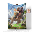 Blankets Personalized Dino Trex Girl In Wild Forest Blanket | Custom Name & Face Girl Blanket