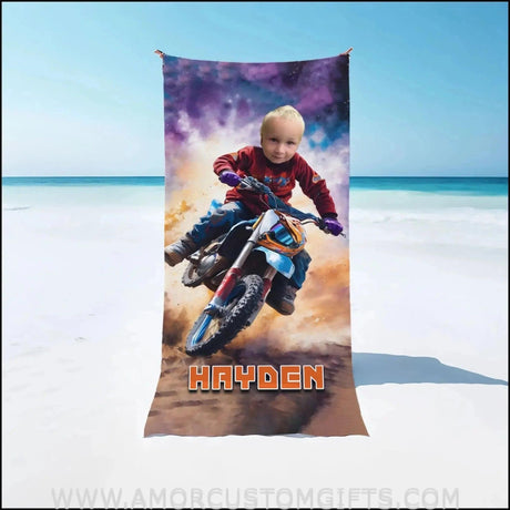 Towels Personalized Dirtbike Beach Towel | Customized Vehicle Theme Pool Towel