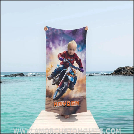 Towels Personalized Dirtbike Beach Towel | Customized Vehicle Theme Pool Towel