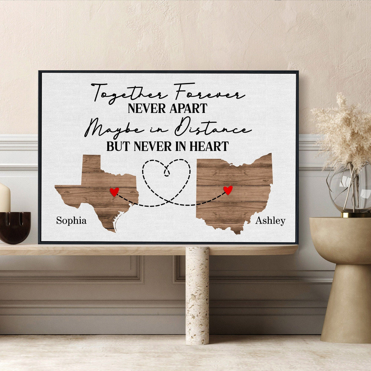 Posters, Prints, & Visual Artwork Personalized Distance Love - Custom Photo & Name Poster Canvas Print