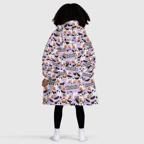 Personalized Dog Ghost Halloween Snug Oversized Wearable Hoodie Blanket-Hoodie Blanket-Amor Custom Gifts