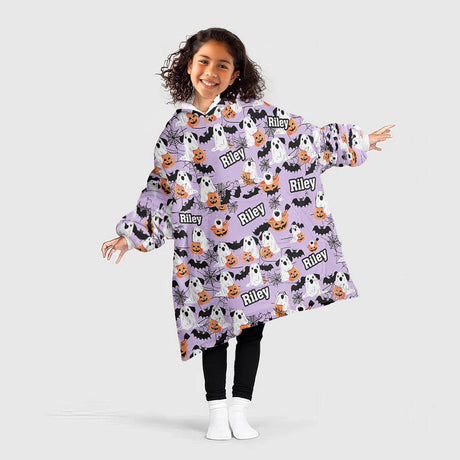 Personalized Dog Ghost Halloween Snug Oversized Wearable Hoodie Blanket-Hoodie Blanket-Amor Custom Gifts