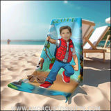 Towels Personalized Dog Patrol Boy Fishing Photo Beach Towel | Customized Name & Face Boy Towel