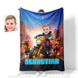 Blankets Personalized Dog Patrol Motorbike Blanket | Custom Face & Name Patrol Boy Blanket