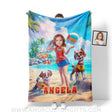 Personalized Dog Patrol Puppies Adventure Summer Beach Volleyball Girl Photo Blanket Blankets