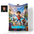 Blankets Personalized Dog Patrol Puppies Adventure Summer Tropical Beach Trip Photo Blanket | Custom Name & Face Boy Blanket