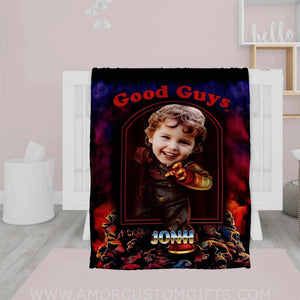 Blankets Personalized Doll Chucky Halloween Blanket | Custom Face & Name Boy Blanket