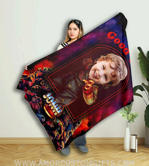 Blankets Personalized Doll Chucky Halloween Blanket | Custom Face & Name Boy Blanket