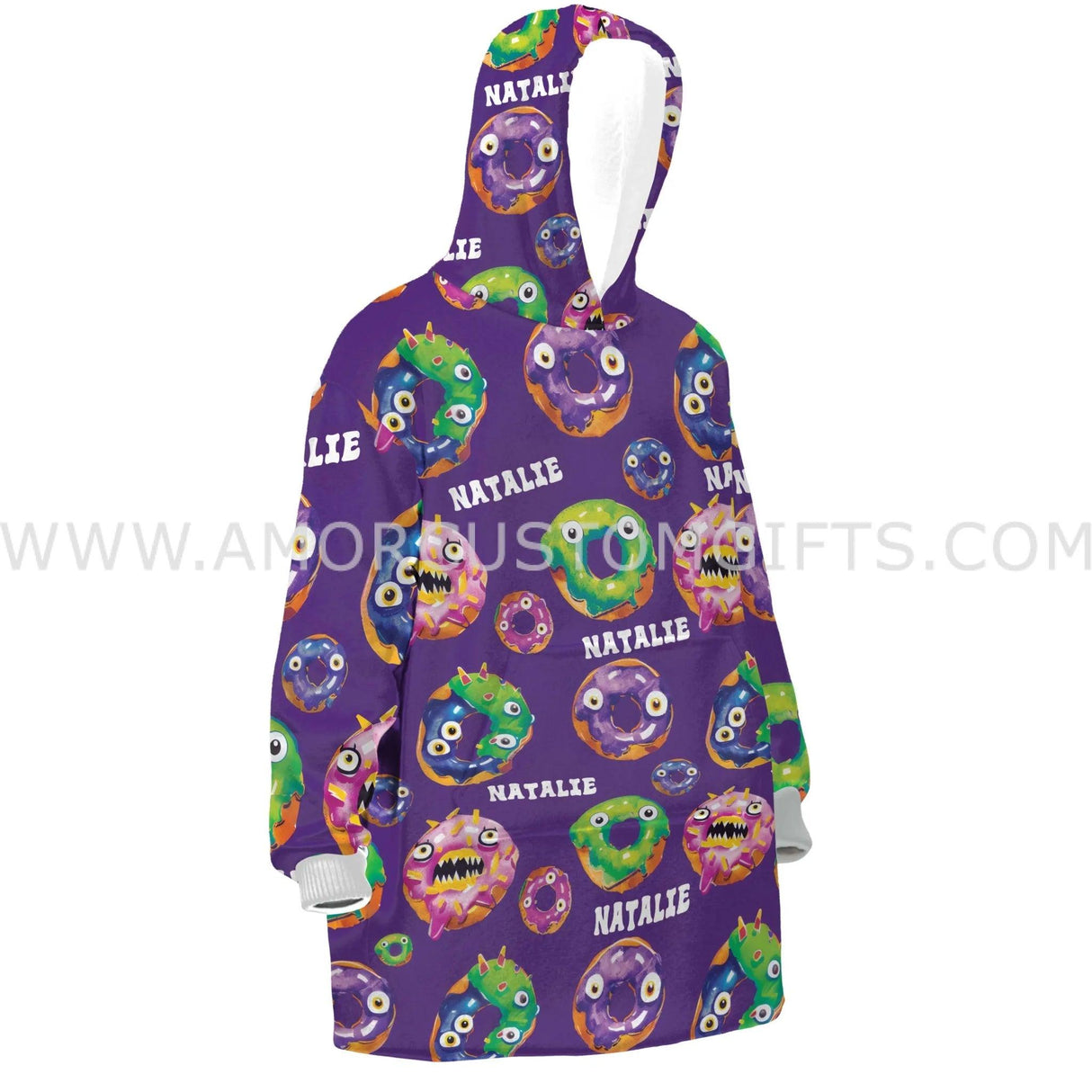 Personalized Donut Monster Halloween Snug Oversized Wearable Hoodie Blanket-Hoodie Blanket-Amor Custom Gifts