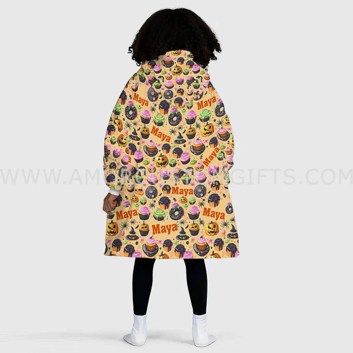 Personalized Donuts Cupcakes Halloween Snug Oversized Wearable Hoodie Blanket-Hoodie Blanket-Amor Custom Gifts